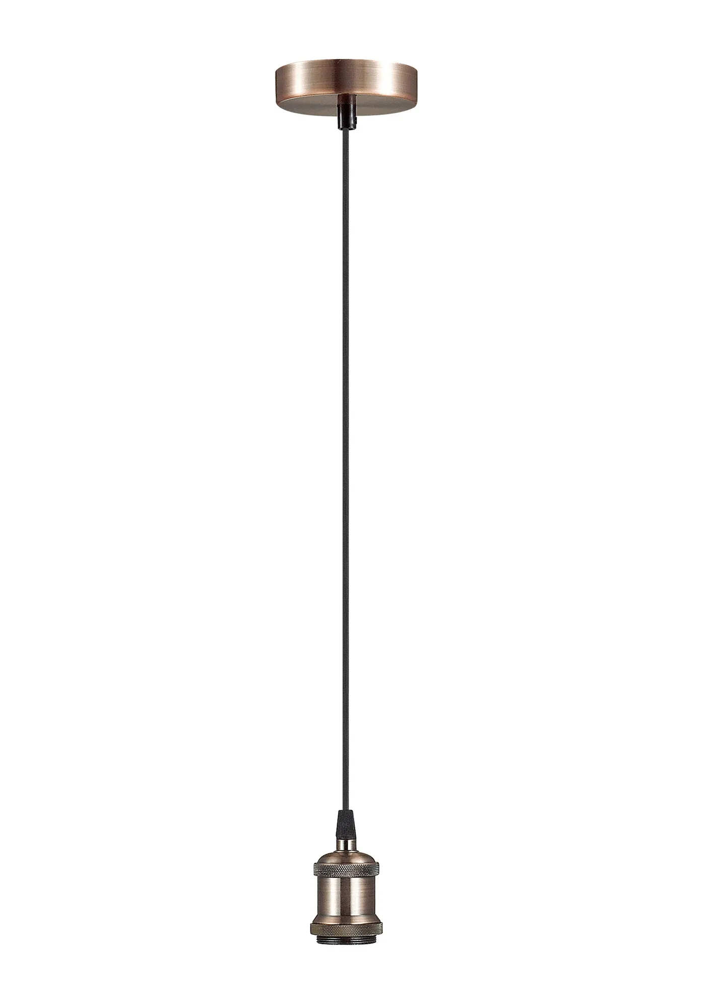 Dreifa 1.5m Single Pendant, 1 x E27, Antique Copper/Black Braided Cable (Maximum Load 1.5kg) D0172  Deco Dreifa Pendant